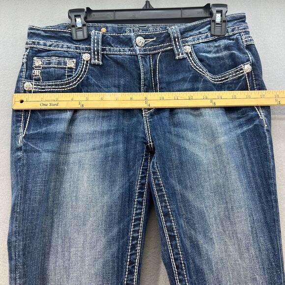 Miss Me Women's Jeans Size 29 (8) Mid Rise Boot Fleur De Lis Biker Moto Bling - Picture 4 of 14